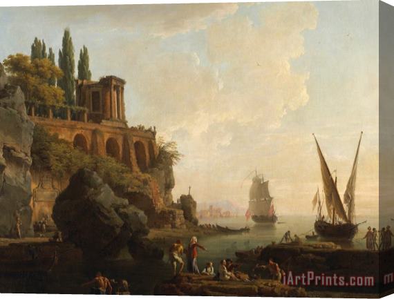 Vernet Italian Harbor Scene Stretched Canvas Painting / Canvas Art
