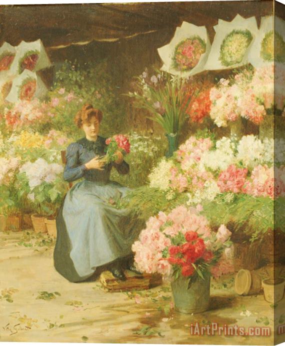 Victor Gabriel Gilbert Flower Seller in front of the Madeleine Church Stretched Canvas Painting / Canvas Art