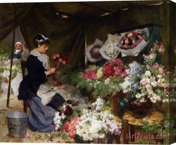 Victor Gabriel Gilbert Flower Seller Makiing Bouquets Stretched Canvas Print / Canvas Art
