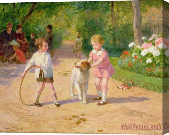 Victor Gabriel Gilbert Playing with the Hoop Stretched Canvas Print / Canvas Art