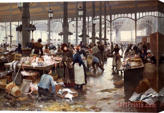 Victor Gabriel Gilbert The Fish Hall at the Central Market Stretched Canvas Print / Canvas Art