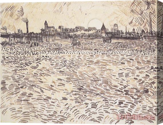 Vincent van Gogh Summer Evening Drawing Stretched Canvas Painting / Canvas Art