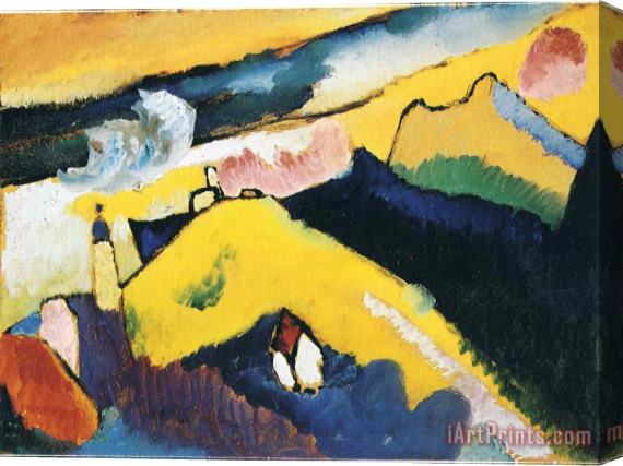 Wassily Kandinsky Mountain Landscape with Church 1910 Stretched Canvas Painting / Canvas Art