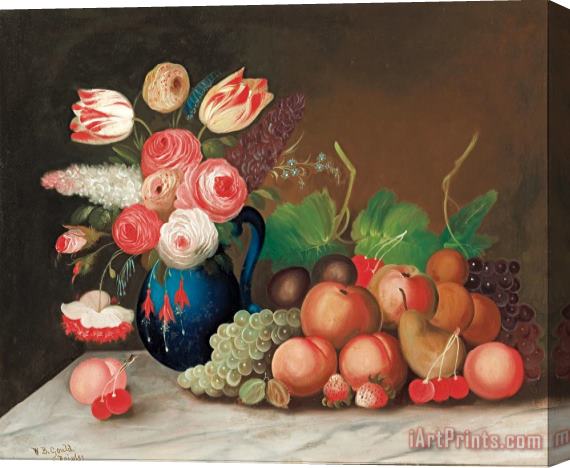 W.b. Gould Still Life with Fruit And Flowers Stretched Canvas Print / Canvas Art