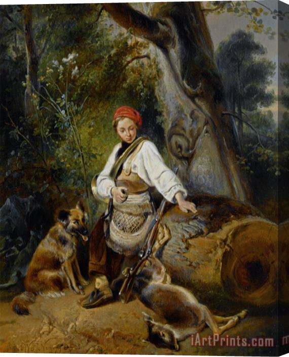 Wijnandus Johannes Josephus Nuyen A Hunter at Rest in The Woods Stretched Canvas Print / Canvas Art