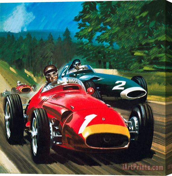 Wilf Hardy Juan Manuel Fangio Stretched Canvas Print / Canvas Art