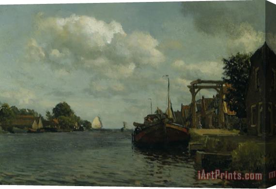 Willem Bastiaan Tholen Moored Boats on a River Stretched Canvas Print / Canvas Art