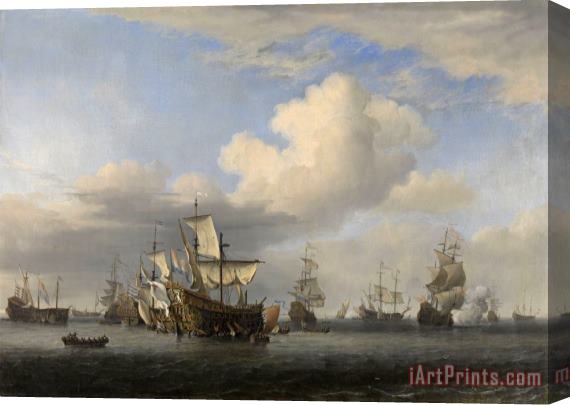 Willem van de Velde Captured English Ships After The Four Days' Battle Stretched Canvas Painting / Canvas Art