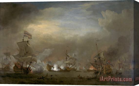 Willem van de Velde Encounter During The Battle of Kijkduin Stretched Canvas Print / Canvas Art