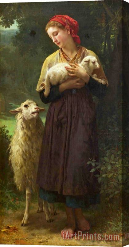 William Adolphe Bouguereau L'agneau Nouveau Ne (the Shepherdess) Stretched Canvas Painting / Canvas Art