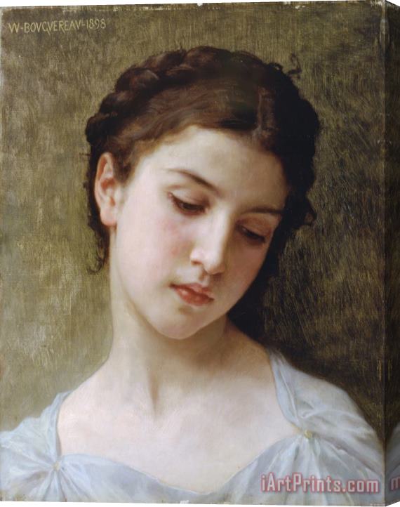 William Adolphe Bouguereau Study Head of a Young Girl Stretched Canvas Painting / Canvas Art