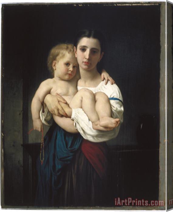 William Adolphe Bouguereau The Elder Sister, Reduction Stretched Canvas Print / Canvas Art