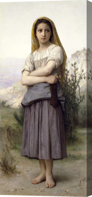 William Adolphe Bouguereau The Knitter Stretched Canvas Print / Canvas Art