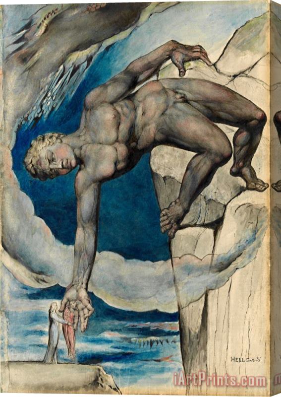 William Blake Antaeus Setting Down Dante And Virgil in The Last Circle of Hell Stretched Canvas Painting / Canvas Art
