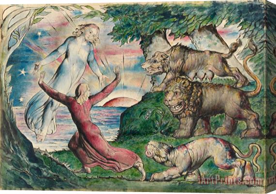 William Blake Dante Running From The Three Beasts Stretched Canvas Painting / Canvas Art