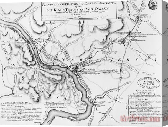 William Faden Plan Of The Operations Of General Washington Against The Kings Troops In New Jersey Stretched Canvas Painting / Canvas Art