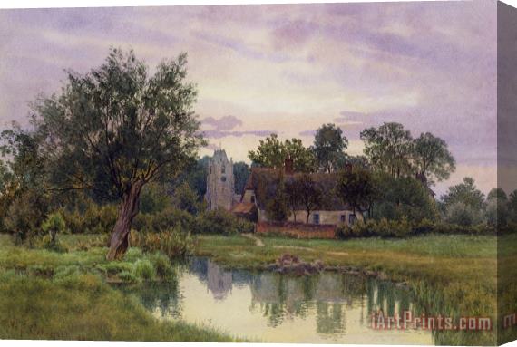 William Fraser Garden Evening at Hemingford Grey Church in Huntingdonshire Stretched Canvas Print / Canvas Art