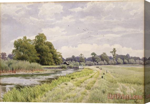 William Fraser Garden On the River Ouse Hemingford Grey Stretched Canvas Painting / Canvas Art