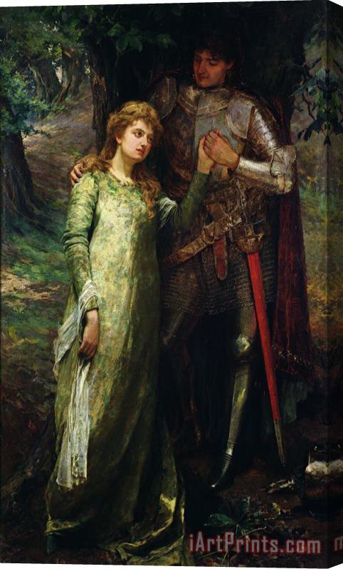 William G Mackenzie A knight and his lady Stretched Canvas Print / Canvas Art