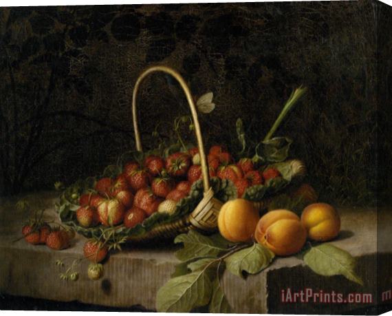 William Hammer A Basket of Strawberries And Peaches Stretched Canvas Print / Canvas Art