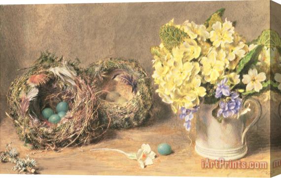William Henry Hunt Spring Flowers and Birds' Nests Stretched Canvas Print / Canvas Art