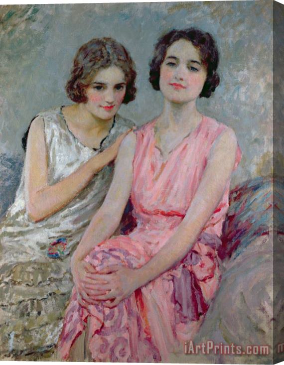 William Henry Margetson Two Young Women Seated Stretched Canvas Print / Canvas Art