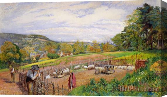 William Henry Millais Mending the Sheep Pen Stretched Canvas Print / Canvas Art
