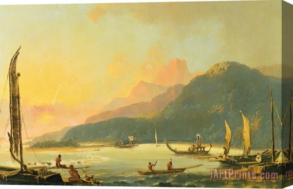 William Hodges Tahitian War Galleys in Matavai Bay - Tahiti Stretched Canvas Print / Canvas Art