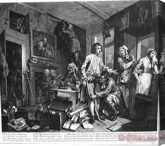 William Hogarth A Rake's Progress, Plate 1, The Young Heir Takes Possession of The Miser's Effects Stretched Canvas Print / Canvas Art