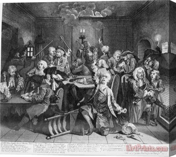 William Hogarth A Rake's Progress, Plate 6, Scene in a Gaming House Stretched Canvas Print / Canvas Art