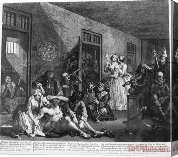 William Hogarth A Rake's Progress, Plate 8, in The Madhouse Stretched Canvas Print / Canvas Art