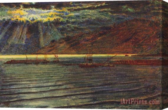 William Holman Hunt Fishingboats by Moonlight Stretched Canvas Painting / Canvas Art