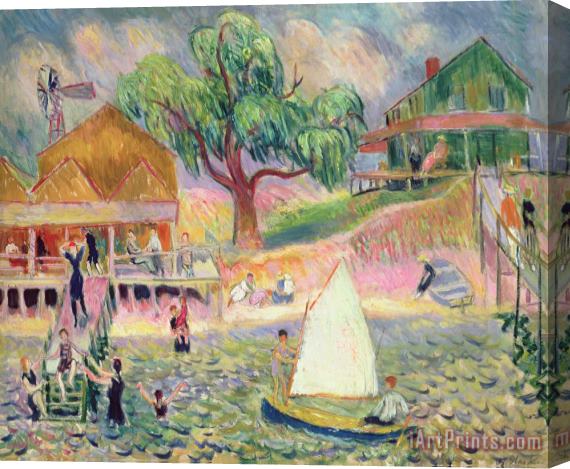 William James Glackens The Green Beach Cottage Stretched Canvas Print / Canvas Art
