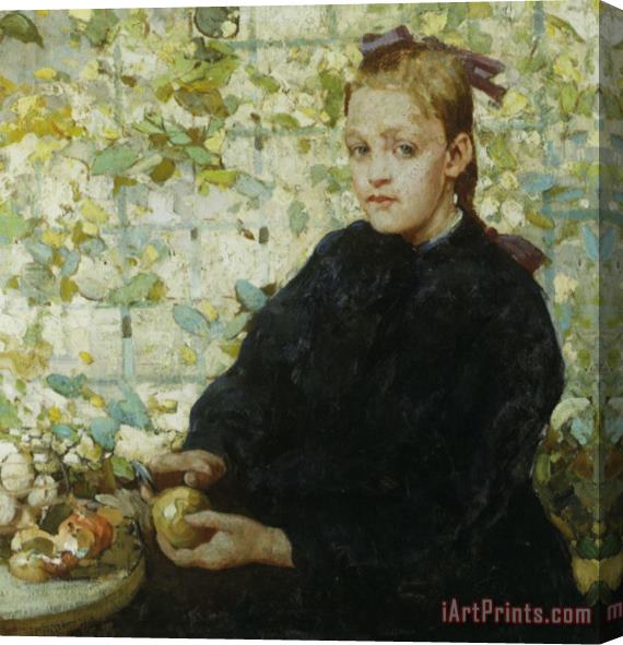 William Lee-hankey Young Woman Peeling an Apple Stretched Canvas Print / Canvas Art