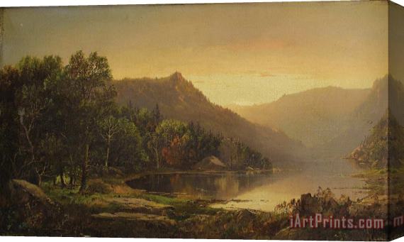 William Louis Sonntag New England Mountain Lake at Sunrise Stretched Canvas Painting / Canvas Art