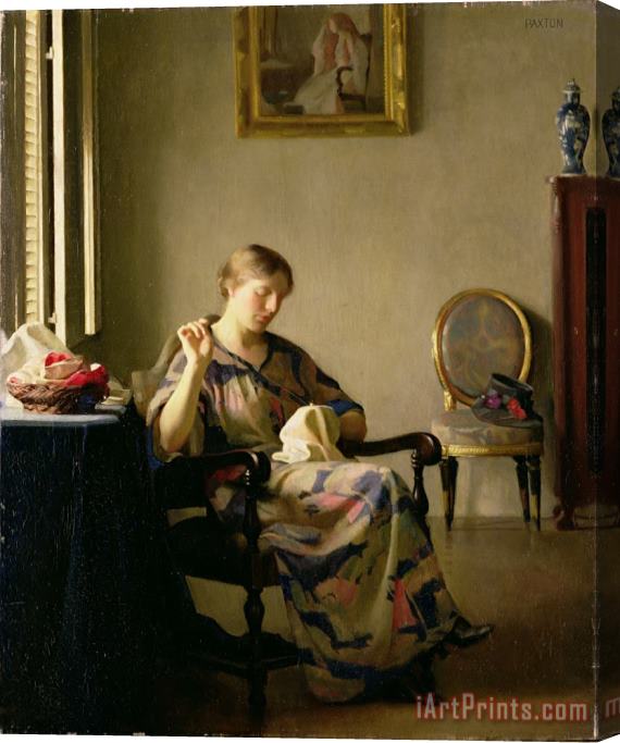 William McGregor Paxton Woman Sewing Stretched Canvas Painting / Canvas Art