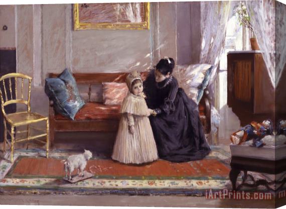 William Merritt Chase Mrs. Chase And Child (i'm Going to See Grandma) Stretched Canvas Painting / Canvas Art