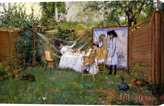 William Merritt Chase Open Air Breakfast Stretched Canvas Painting / Canvas Art