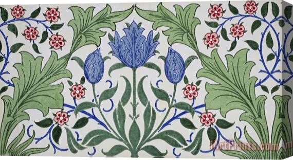William Morris Floral Wallpaper Design with Tulips Stretched Canvas Print / Canvas Art