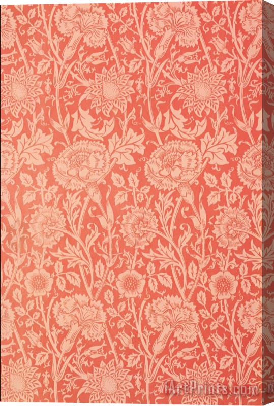 William Morris Pink And Rose Wallpaper Design Stretched Canvas Painting / Canvas Art