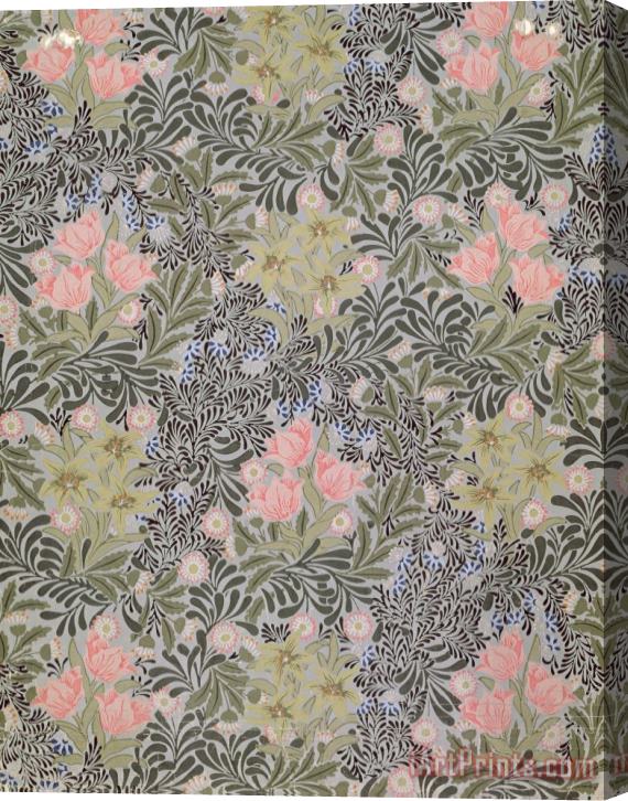 William Morris Wallpaper Design With Tulips Daisies And Honeysuckle Stretched Canvas Painting / Canvas Art