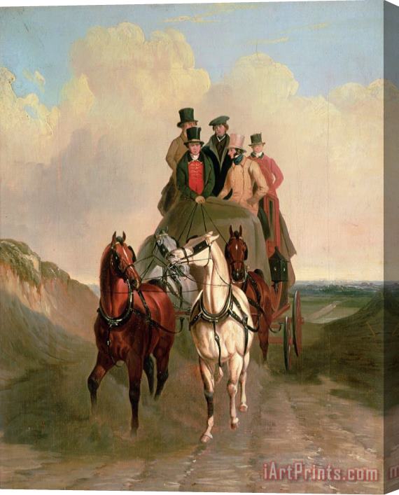 William Snr Shayer A Coach and Four on an Open Road Stretched Canvas Print / Canvas Art