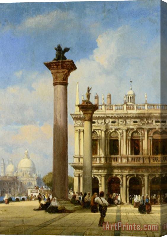 William Wilde Figures in St Marks Square Venice Stretched Canvas Painting / Canvas Art