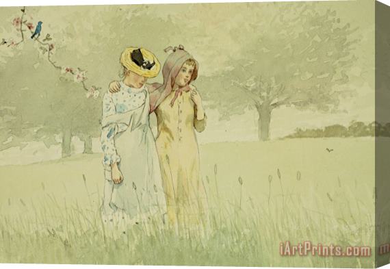 Winslow Homer Girls strolling in an Orchard Stretched Canvas Print / Canvas Art