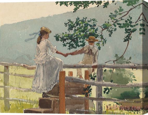 Winslow Homer On The Stile Stretched Canvas Print / Canvas Art