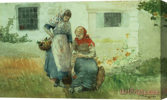 Winslow Homer Picking Flowers Stretched Canvas Print / Canvas Art