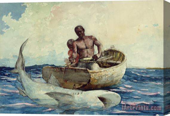 Winslow Homer Shark Fishing Stretched Canvas Print / Canvas Art