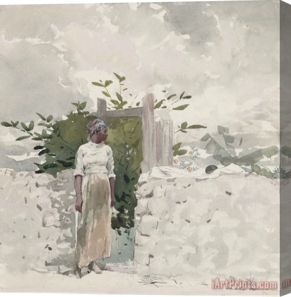 Winslow Homer Woman Standing by a Gate Stretched Canvas Painting / Canvas Art