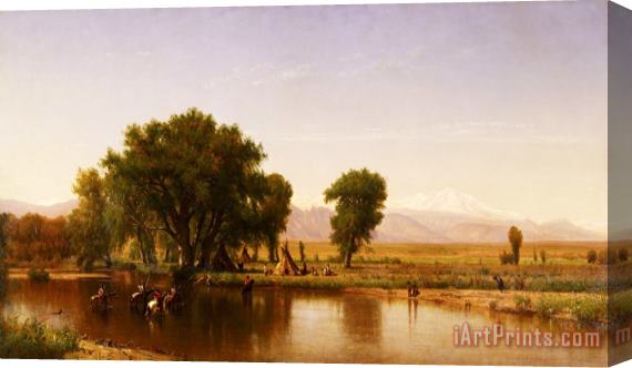Worthington Whittredge Crossing The Ford, Platte River, Colorado Stretched Canvas Painting / Canvas Art