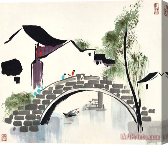 Wu Guanzhong A Stone Bridge in Jiangnan 水鄉石橋, 1985 Stretched Canvas Print / Canvas Art